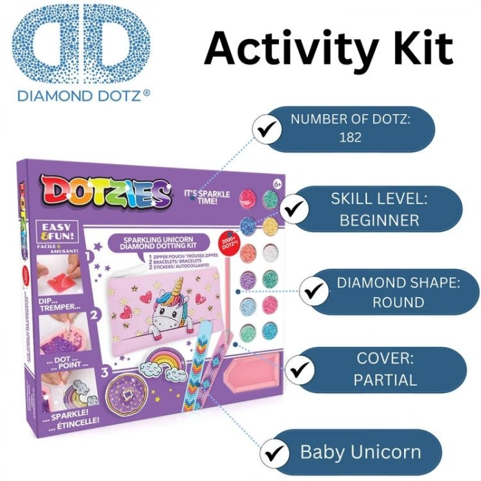 DIAMOND DOTZ DTZ10.012 BONCUK KİTİ TEK BOYNUZLU AT AKTIVITE SETİ 6+