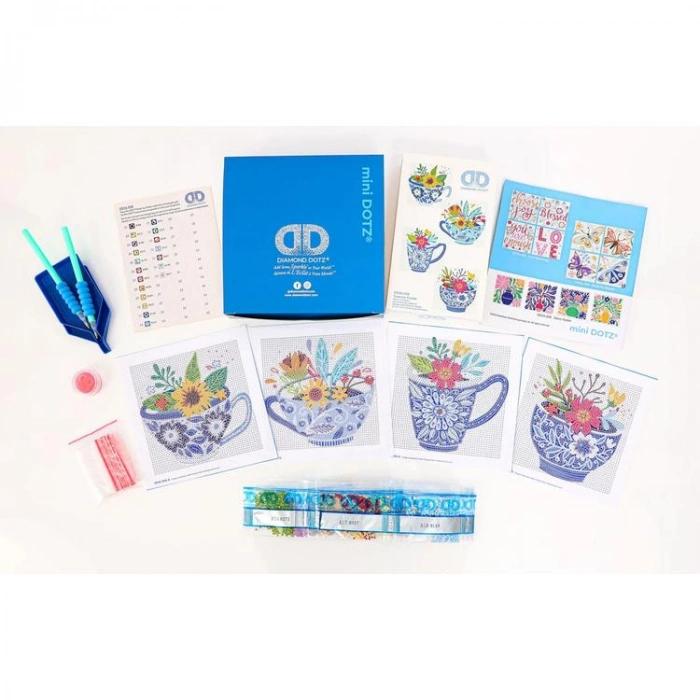DIAMOND DOTZ DD26.008 MINI DOTZ TEATIME POSIES 12,7x12,7 cm BONCUK TABLO KİTİ