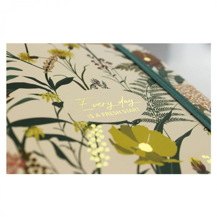 PULKO PND0901 EVER DAY IS AFRESH START ESNEK KAPAK 14x20cm 90gr.192 SAYFA ÇİÇEK DESENLİ ÇİZGİSİZ (DÜZ) DEFTER - FOREST UMBER