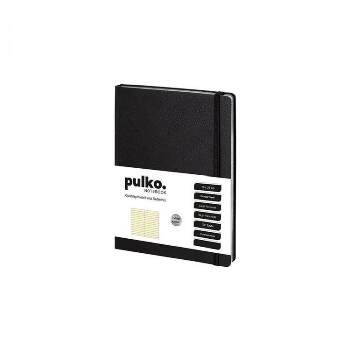 PULKO NOTEBOOK PND009 YUMUŞAK KAPAK 19x25cm 90gr.192 SAYFA YALDIZ GÜMÜŞ KENAR ÇİZGİLİ DEFTER - SİYAH