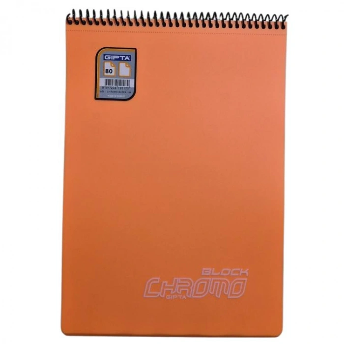 GIPTA CHROMO ÜSTTEN SPİRALLİ PP. KAPAK A4 80YP. (DÜZ) ÇİZGİSİZ DEFTER BLOKNOT 3624 - TEKLİ