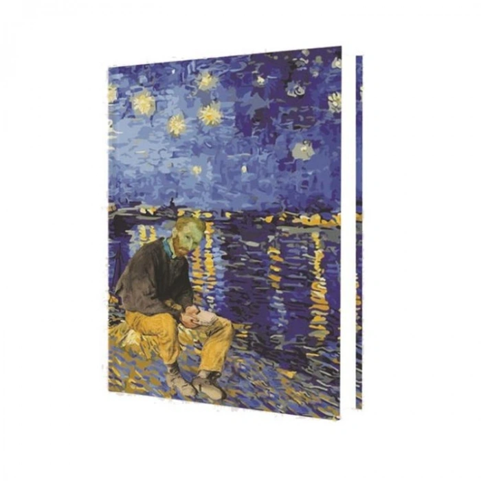 DEFFTER ART OF WORLD  / VAN GOGH - STARRY AT NIGHT 14X20 SERT KAPAK ÇİZGİLİ DEFTER 96YP.