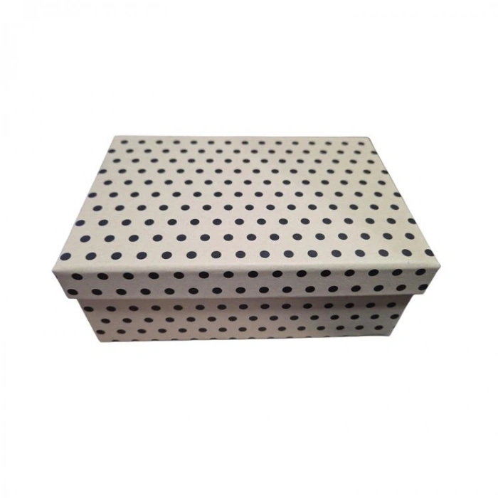 PİN  NO:7 PUANTİYELİ BEJ DİKDÖRTGEN HEDİYE KUTUSU 31x23,5x13 cm- TEKLİ