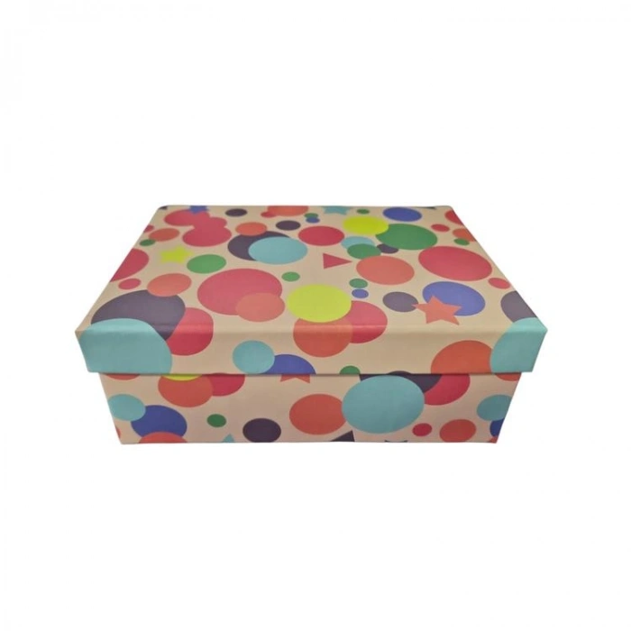 PİN  NO:9 GEOMETRİK ŞEKİLLİ DİKDÖRTGEN HEDİYE KUTUSU 35,5x27x15,4 cm- TEKLİ