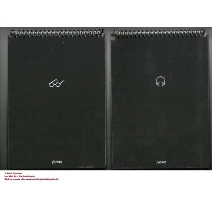 PAPİRÜS  MİNİ SERT KAPAK ÜSTTEN SPİRALLİ 19X27 80YP. ÇİZGİSİZ (DÜZ) BLOKNOT DEFTER