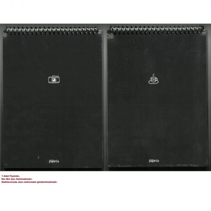 PAPİRÜS  MİNİ SERT KAPAK ÜSTTEN SPİRALLİ 19X27 80YP. ÇİZGİSİZ (DÜZ) BLOKNOT DEFTER