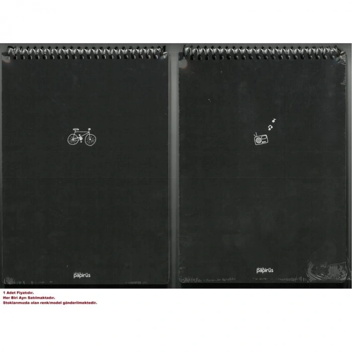PAPİRÜS  MİNİ SERT KAPAK ÜSTTEN SPİRALLİ 19X27 80YP. ÇİZGİSİZ (DÜZ) BLOKNOT DEFTER