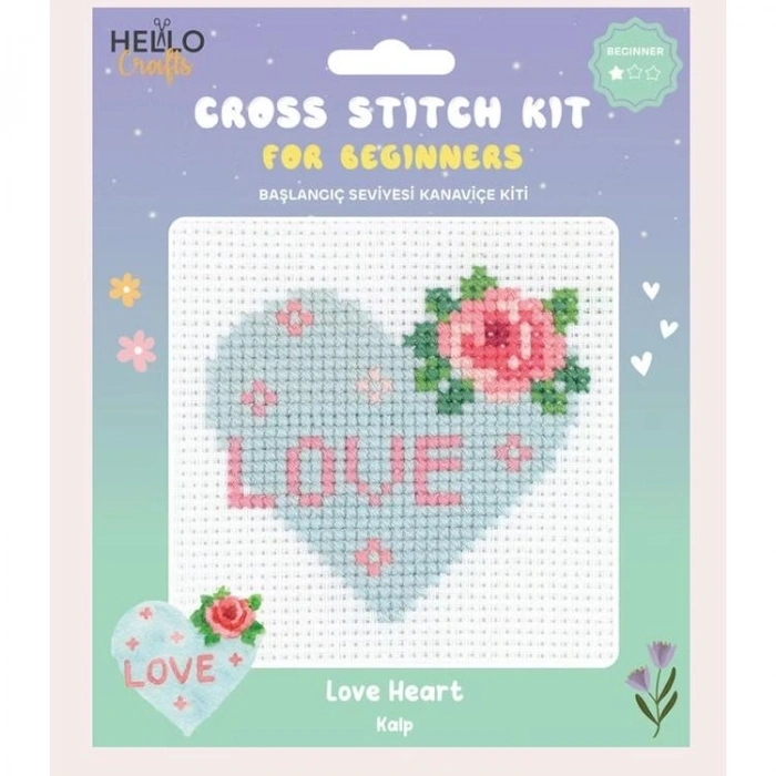 HELLO CRAFTS HC558 BAŞLANGIÇ SEVİYESİ KANAVİÇE KİTİ - KALP