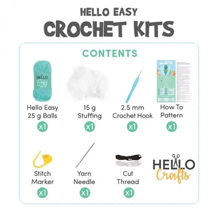 HELLO CRAFTS EASY HC103 CROCHET MİNİ AMIGURUMI ÖRGÜ KİTİ - SEVİMLİ AYI HOWLER (1 SET)