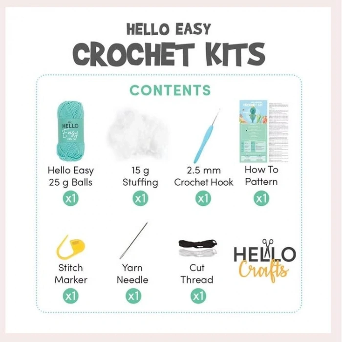 HELLO CRAFTS EASY HC106 CROCHET MİNİ AMIGURUMI ÖRGÜ KİTİ - SEVİMLİ KURBAĞA HOPPY (1 SET)