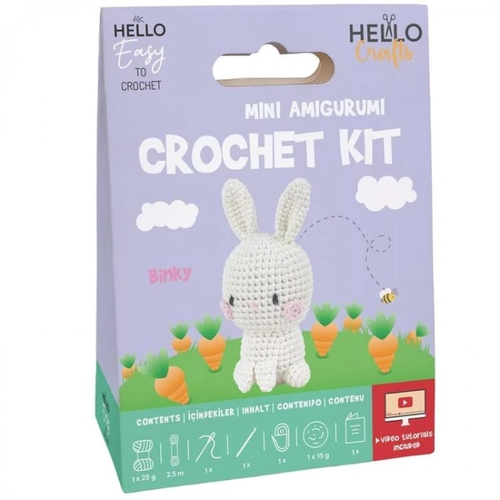 HELLO CRAFTS EASY HC107 CROCHET MİNİ AMIGURUMI ÖRGÜ KİTİ - SEVİMLİ TAVŞAN BINKY (1 SET)
