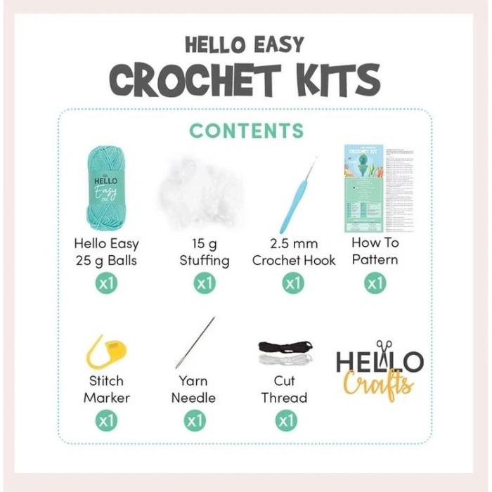 HELLO CRAFTS EASY HC107 CROCHET MİNİ AMIGURUMI ÖRGÜ KİTİ - SEVİMLİ TAVŞAN BINKY (1 SET)