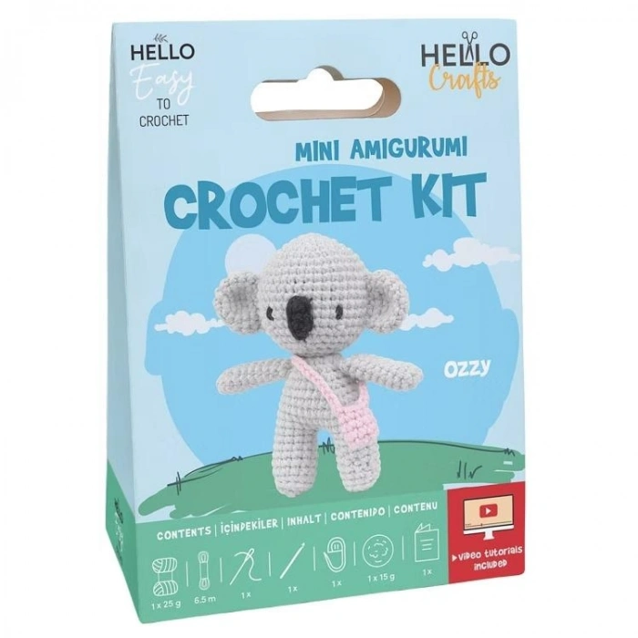 HELLO CRAFTS EASY HC129 CROCHET MİNİ AMIGURUMI ÖRGÜ KİTİ - SEVİMLİ KOALA OZZY (1 SET)