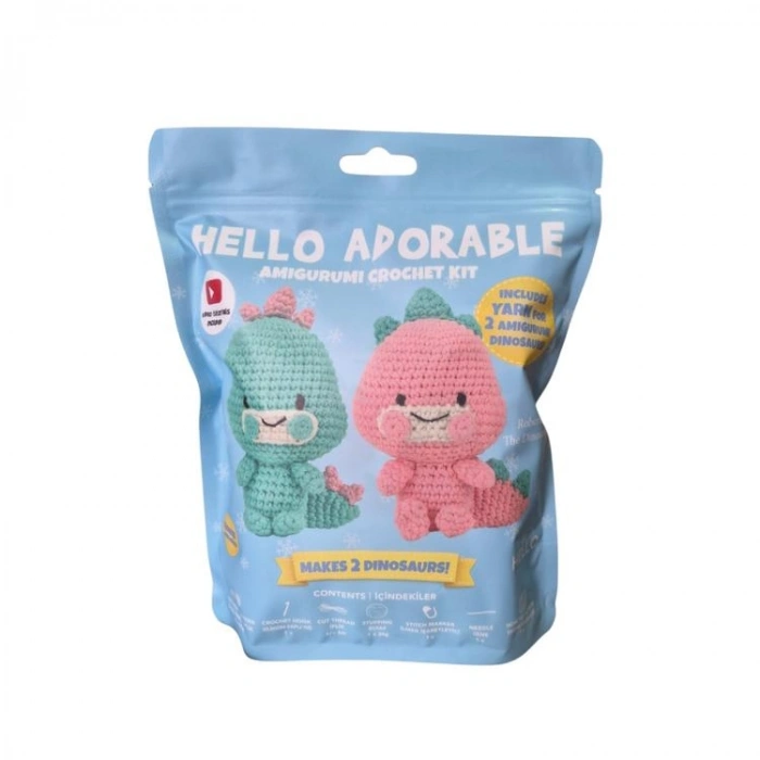 HELLO CRAFTS HC880 ADORABLE AMIGURUMI ÖRGÜ KİTİ - ROBERTA THE DINOSAUR (1 SET)