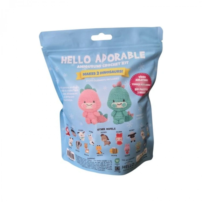 HELLO CRAFTS HC880 ADORABLE AMIGURUMI ÖRGÜ KİTİ - ROBERTA THE DINOSAUR (1 SET)