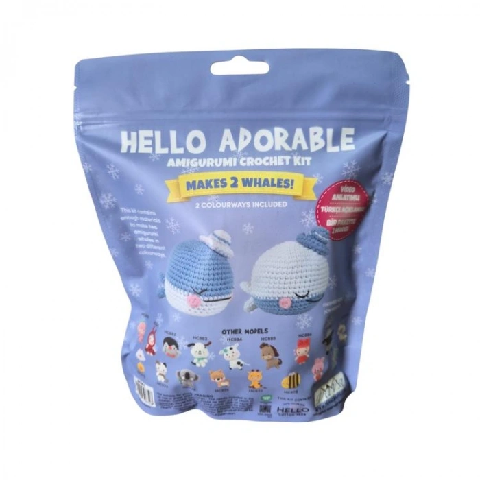 HELLO CRAFTS HC981 ADORABLE AMIGURUMI ÖRGÜ KİTİ - WESLEY THE WHALE (1 SET)