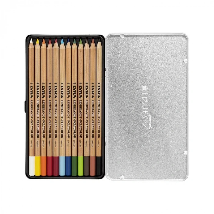 LYRA REMBRANDT POLYCOLOR PENCILS ESKİZ ÇİZİM SETİ METAL KUTU 12 PARÇA - L2001120