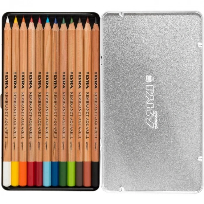 LYRA REMBRANDT AQUARELL PENCILS ESKİZ ÇİZİM SETİ METAL KUTU 12 PARÇA - L2011120