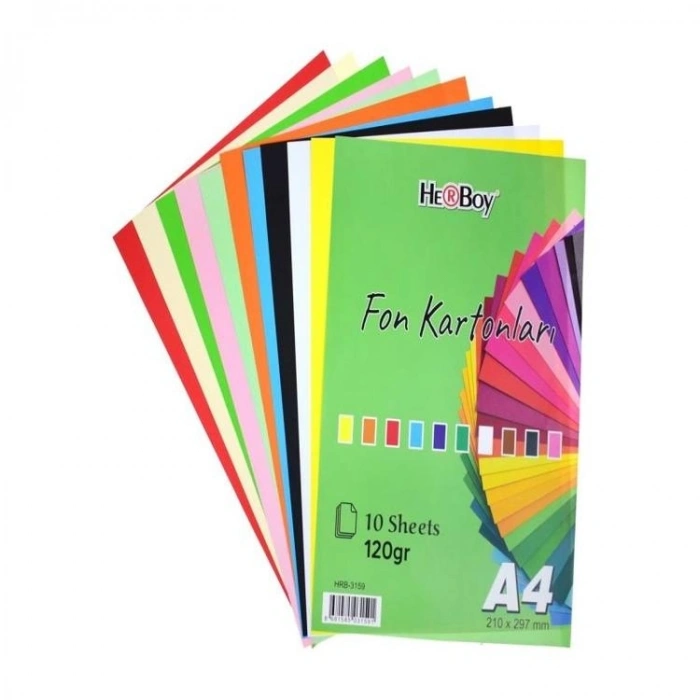 HERBOY HRB-3159 A4 120GR 10LU KARIŞIK RENK FON KARTONU POŞETLİ