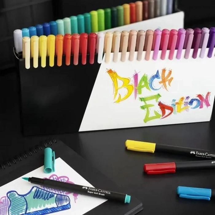 FABER CASTELL 116454 BLACK EDITION FIRÇA UÇLU KEÇELİ KALEM 50 RENK