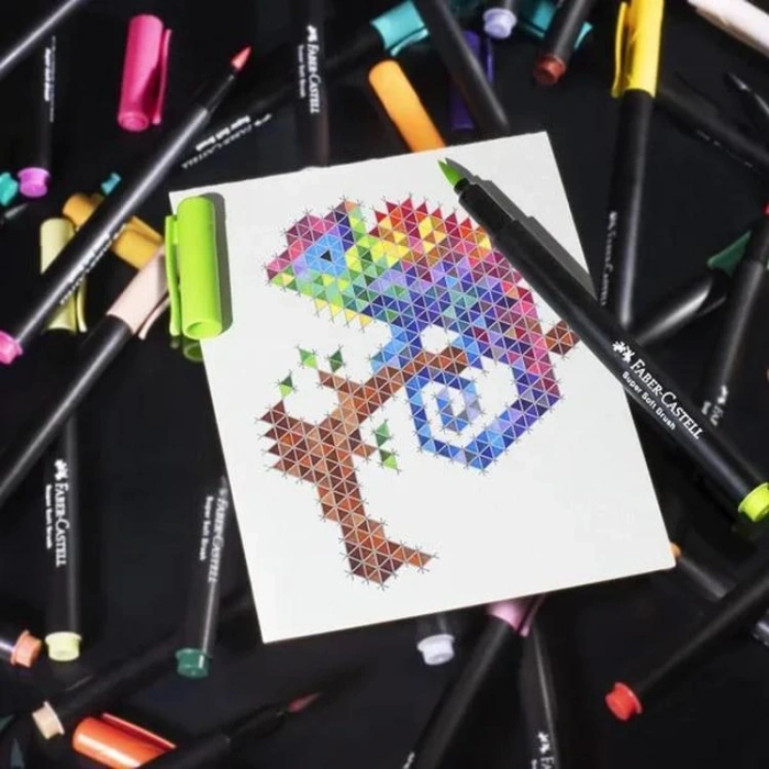 FABER CASTELL 116454 BLACK EDITION FIRÇA UÇLU KEÇELİ KALEM 50 RENK