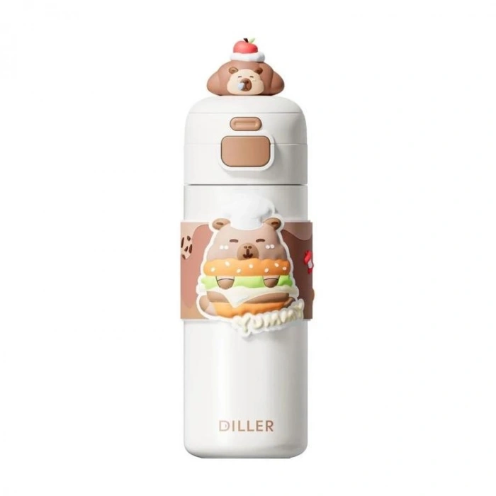 VAGONLİFE DILLER ÇELİK PİPETLİ/PİPETSİZ KULLANIM SİLİKON TUTMAÇLI EL ASKILI MATARA/TERMOS D9351 480ML