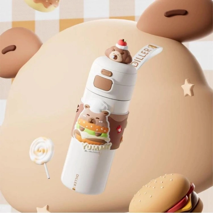 VAGONLİFE DILLER ÇELİK PİPETLİ/PİPETSİZ KULLANIM SİLİKON TUTMAÇLI EL ASKILI MATARA/TERMOS D9351 480ML