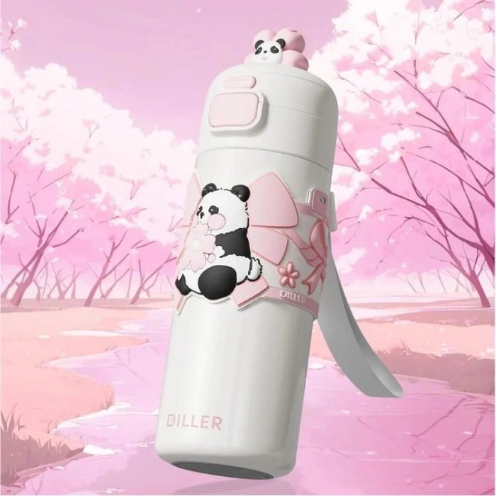 VAGONLİFE DILLER ÇELİK PİPETLİ/PİPETSİZ KULLANIM SİLİKON TUTMAÇLI EL ASKILI MATARA/TERMOS D9317 480ML