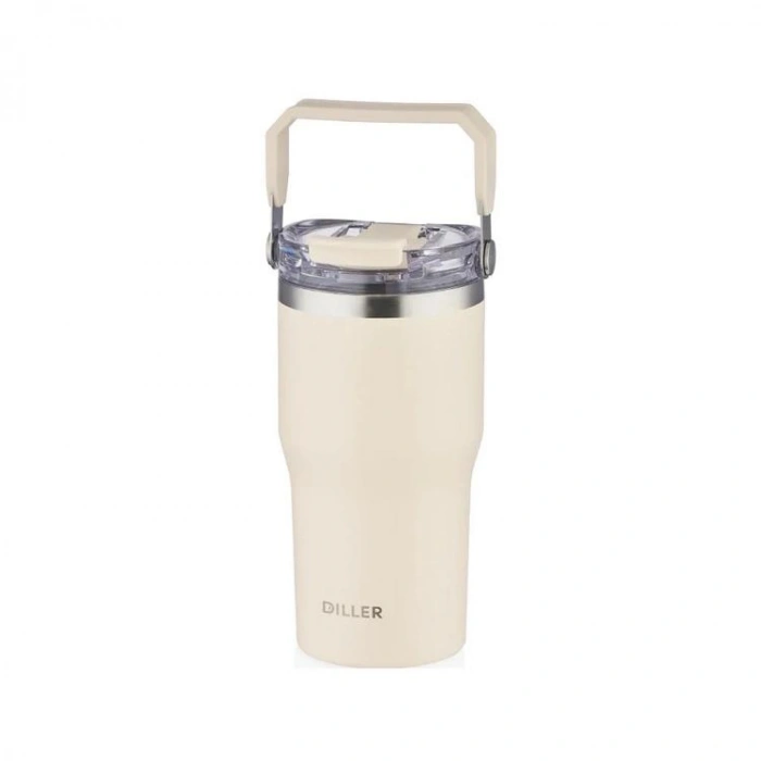 VAGONLİFE DILLER ÇELİK PİPETLİ / PİPETSİZ KULLANIM TUTMA SAPLI MATARA/TERMOS D9168 620ML KARIŞIK RENK - TEKLİ