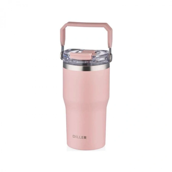 VAGONLİFE DILLER ÇELİK PİPETLİ / PİPETSİZ KULLANIM TUTMA SAPLI MATARA/TERMOS D9168 620ML KARIŞIK RENK - TEKLİ