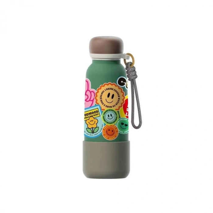 VAGONLİFE ÇELİK PİPETLİ KULLANIM İP EL ASKILI MATARA/TERMOS  VGN1105 550ML  - YEŞİL