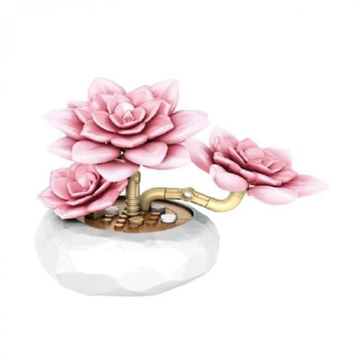 VAGONLIFE PANLOS P655064 PEMBE NİLÜFER SUKULENT MODEL 82 PARÇA BLOCK OYUNCAK 6+