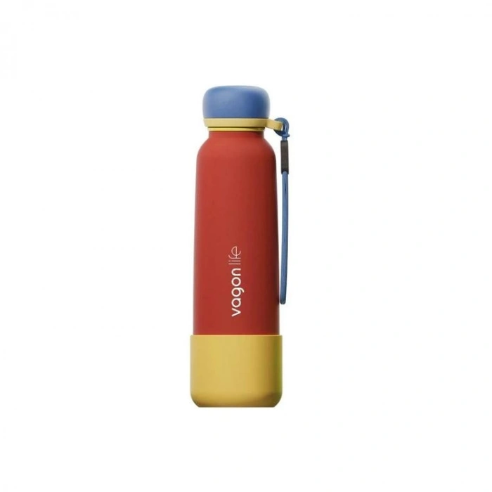 VAGONLİFE ÇELİK PİPETLİ KULLANIM İP EL ASKILI MATARA/TERMOS  VGN1106 750ML  - KIRMIZI