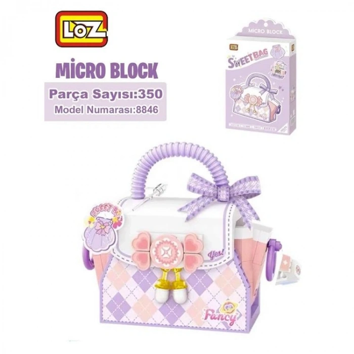 VAGONLIFE LOZ 8846 MİKRO BLOK MOR ÇANTA 350 PARÇA BLOCK OYUNCAK 14+