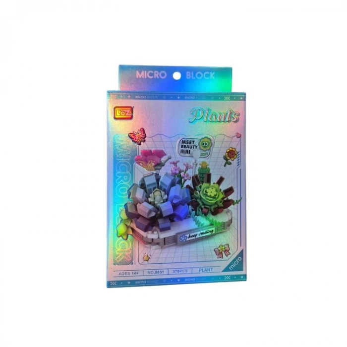 VAGONLIFE LOZ 8831 MİKRO BLOK SAKSILI BUZ MAVİSİ KAR LOTUS ÇİÇEĞİ 370 PARÇA BLOCK OYUNCAK 14+