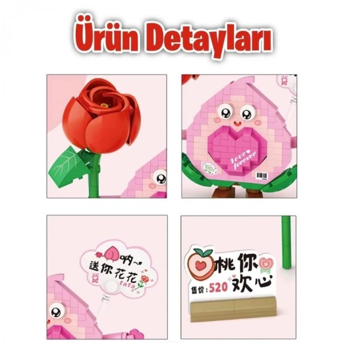 VAGONLIFE LOZ 8818 MİKRO BLOK ÇİLEK ÇİÇEK 330 PARÇA BLOCK OYUNCAK 14+