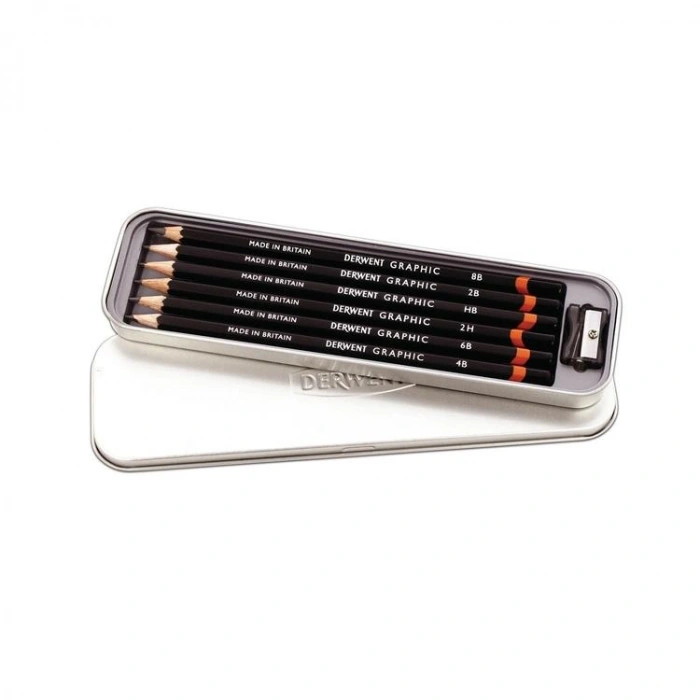 DERWENT GRAPHIC PENCİL-  KARAKALEM DERECELİ ÇİZİM KALEM SETİ 6 LI TENEKE KUTU - DW0700835