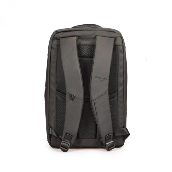 PIERRE CARDIN 01PC00200-S LAPTOP BÖLMELİ FERMUARLI İÇ VALİZ SABİTLEME KAYIŞLI SUNİ DERİ SIRT ÇANTASI SİYAH