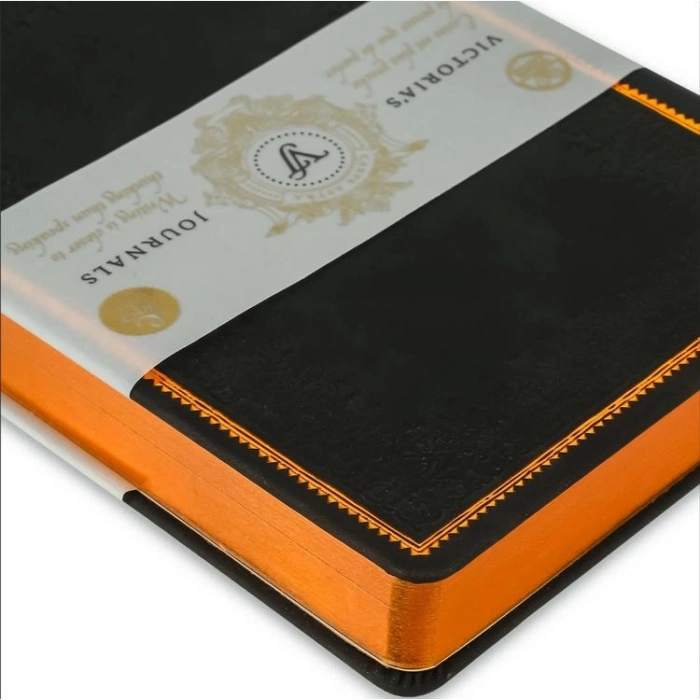 VICTORIAS JOURNALS 125-2231 VINTAGE OLD BOOK 14x20cm 80gr.160YP. ÇİZGİLİ DEFTER SİYAH