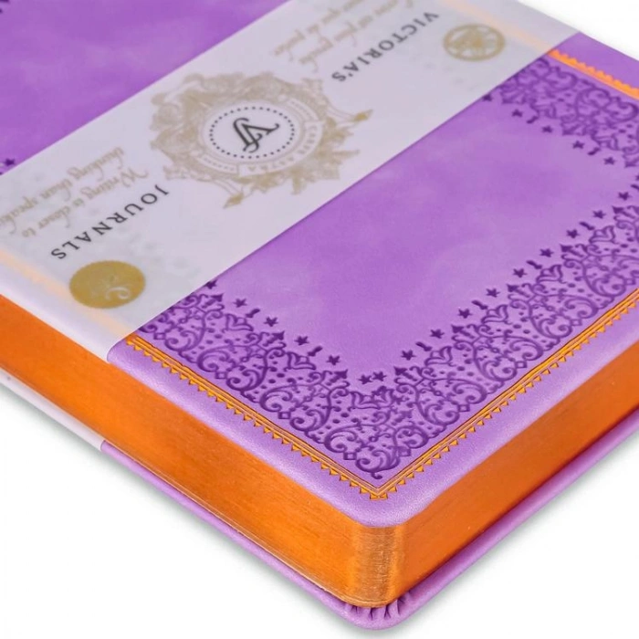VICTORIAS JOURNALS 125-2232 VINTAGE OLD BOOK 14x20cm 80gr.160YP. ÇİZGİLİ DEFTER LİLA