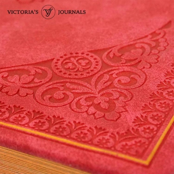 VICTORIAS JOURNALS 124-1667 VINTAGE OLD BOOK 14x20cm 80gr.128YP. ÇİZGİLİ DEFTER MAT KIRMIZI