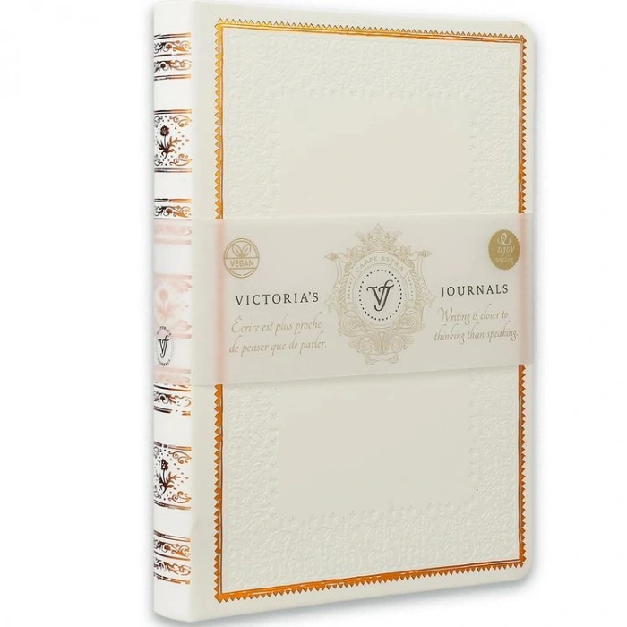 VICTORIAS JOURNALS 125-2234 VINTAGE OLD BOOK 14x20cm 80gr.160YP. ÇİZGİLİ DEFTER BEYAZ