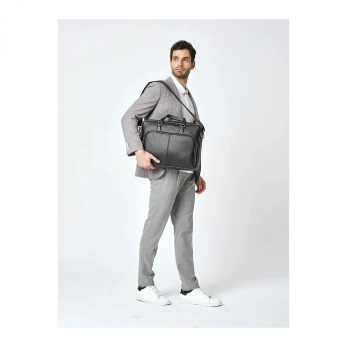 PIERRE CARDIN 01PC001116-S ÇIKARILABİLİR KORDONLU VALİZ SABİTLEMELİ LAPTOP EVRAK ÇANTASI - SİYAH