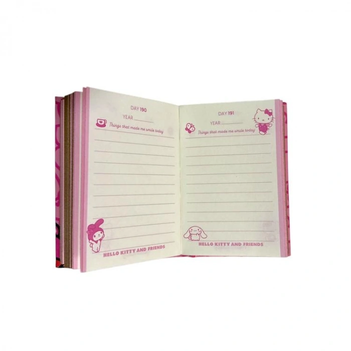 VICTORIAS JOURNALS 525-1991 HELLO KITTY AND FRIEDNS A7 SERT KAPAK  GÜNLÜK AJANDA 80 GR. 368 SAYFA  - MAVİ