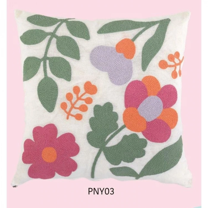 TUVA PUNCH PNY-03 NAKIŞ YASTIK KILIFI KIRLENT YAPIM SETİ - PEMBE ÇİÇEKLER