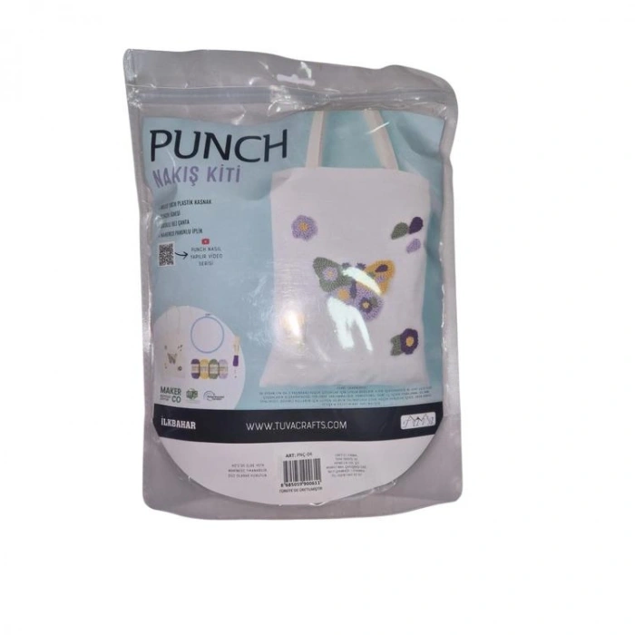 TUVA PUNCH PNÇ-04 NAKIŞ ÇANTA YAPIM SETİ - LİLA KELEBEK