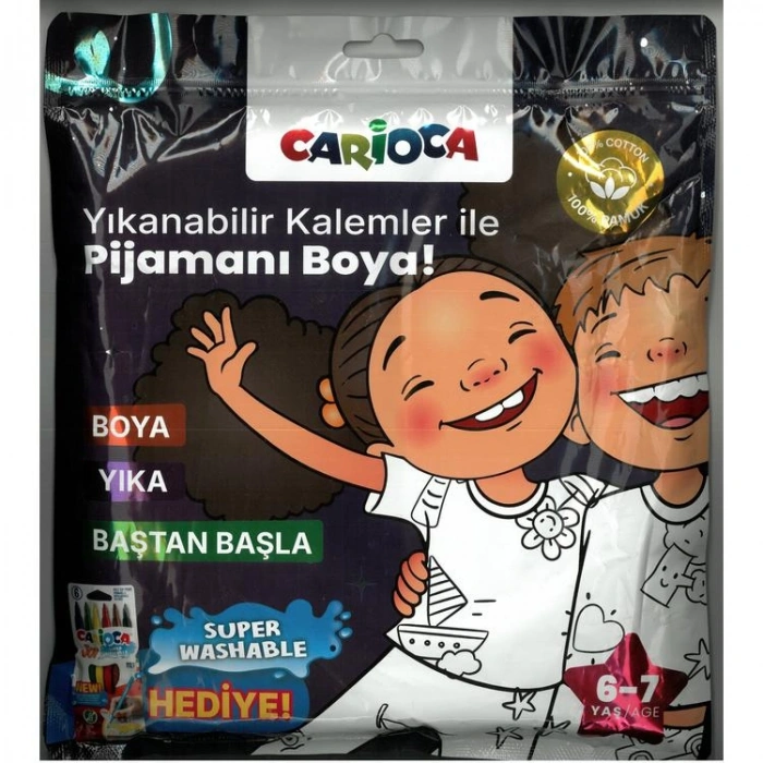 CARİOCA LN-80013 BOYANABİLİR PİJAMA - YIKANABİLİR HEDİYELİ KEÇELİ KALEMLER İLE PİJAMANI BOYA! 6-7 YAŞ
