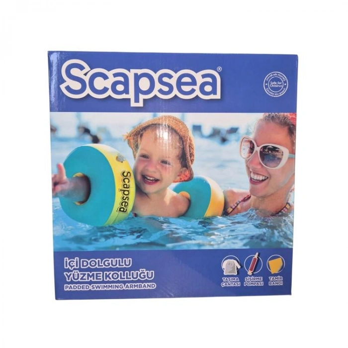 SCAPSEA ST00626 YEŞİL İÇİ DOLGULU + TAMİR BANDI + ŞİŞİRME POMPASI + TAŞIMA ÇANTASI KUTULU YÜZME KOLLUĞU SET 10-40 KG