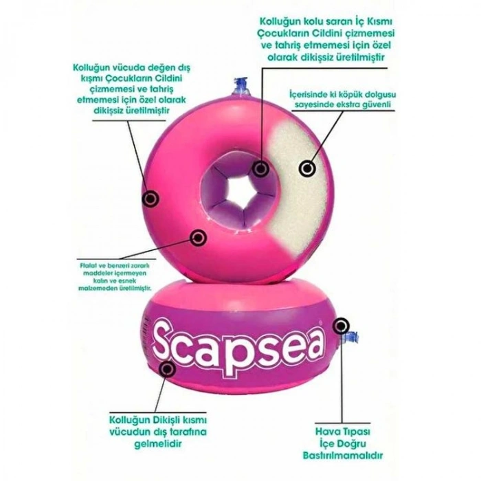 SCAPSEA ST00627 PEMBE İÇİ DOLGULU + TAMİR BANDI + ŞİŞİRME POMPASI + TAŞIMA ÇANTASI KUTULU YÜZME KOLLUĞU SET 10-40 KG