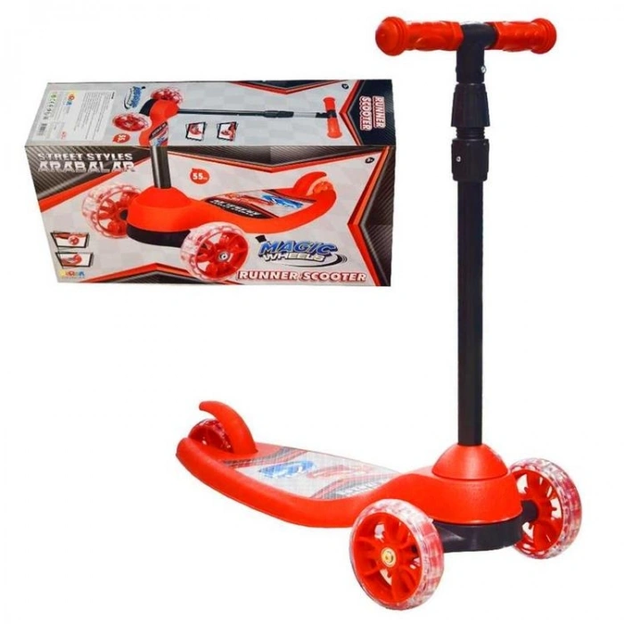 BEREN BRN-2525 RUNNER STREET STYLE ARABALAR IŞIKLI 55 KG 3 TEKER KIRMIZI SCOOTER 5+